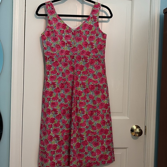 Garnet Hill Pink floral cotton Sundress - size 4 - sleeveless - Picture 6 of 6